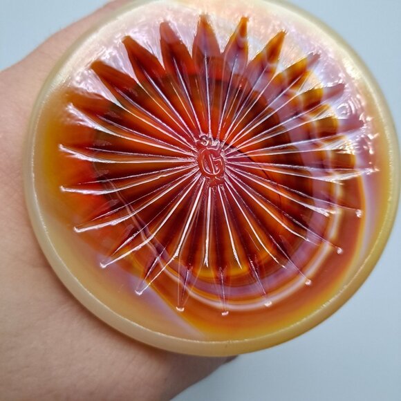 Imperial Slag Glass Basket Swirled Red & White Design Vintage Decorative Piece - Picture 16 of 16